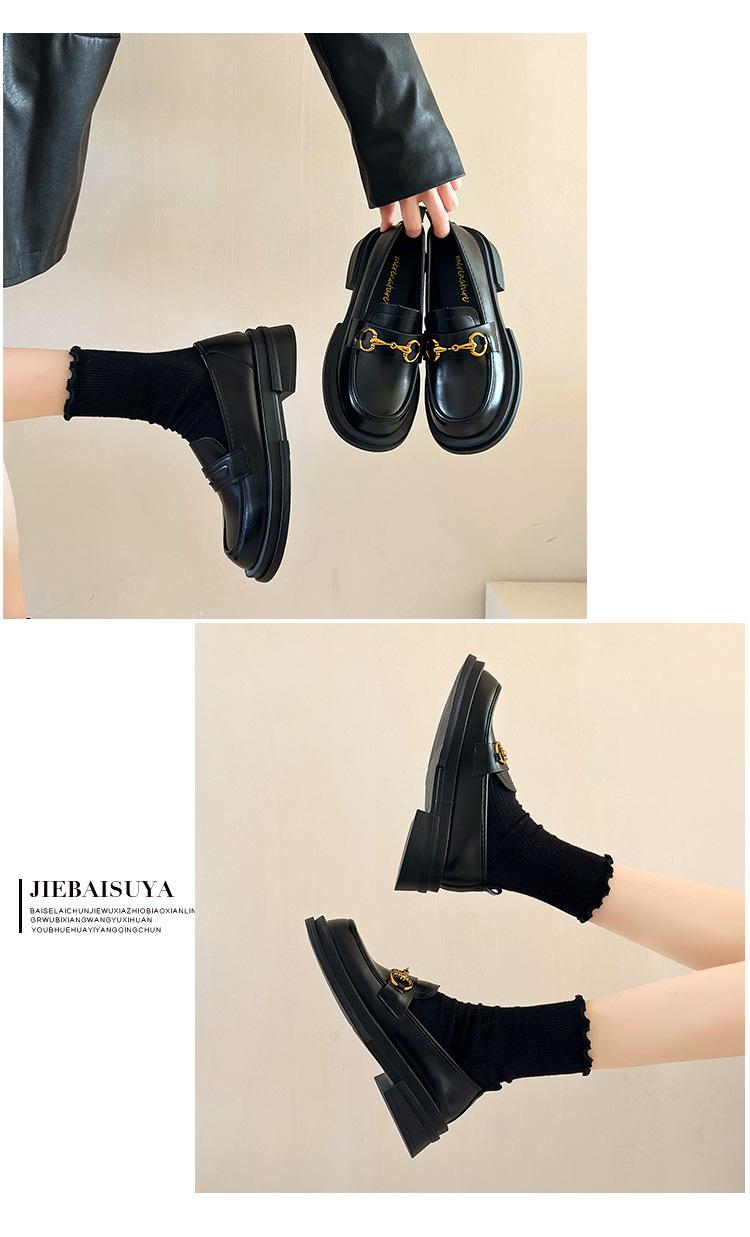 Product Introduction of Authentic Leather Loafers Women's 2024 Spring New Japanese JK Mary Jane Shoes Small Leather Shoes Slip-on Horsebit Buckle Pumps 17