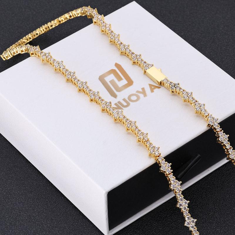 Vòng Cổ Zircon, Phong Cách Hip Hop Châu Âu Và Mỹ, Khóa Lò Xo 6.5mm, Đồ Trang Sức 8
