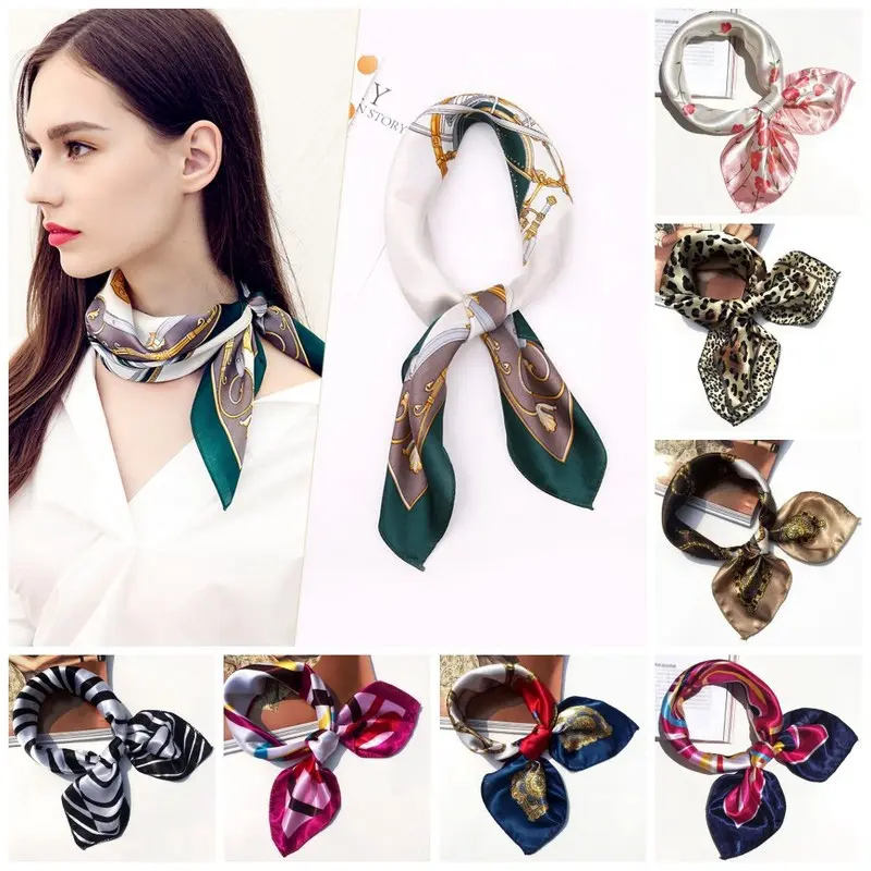 Khăn Quàng Cổ Vuông In Hình, Chất Liệu Lụa Satin, 19,6inch (50cm), Khăn Quàng Cổ Băng Đô Thời Trang Nữ Khăn Xếp Mini, 1 Chiếc, WJ1060