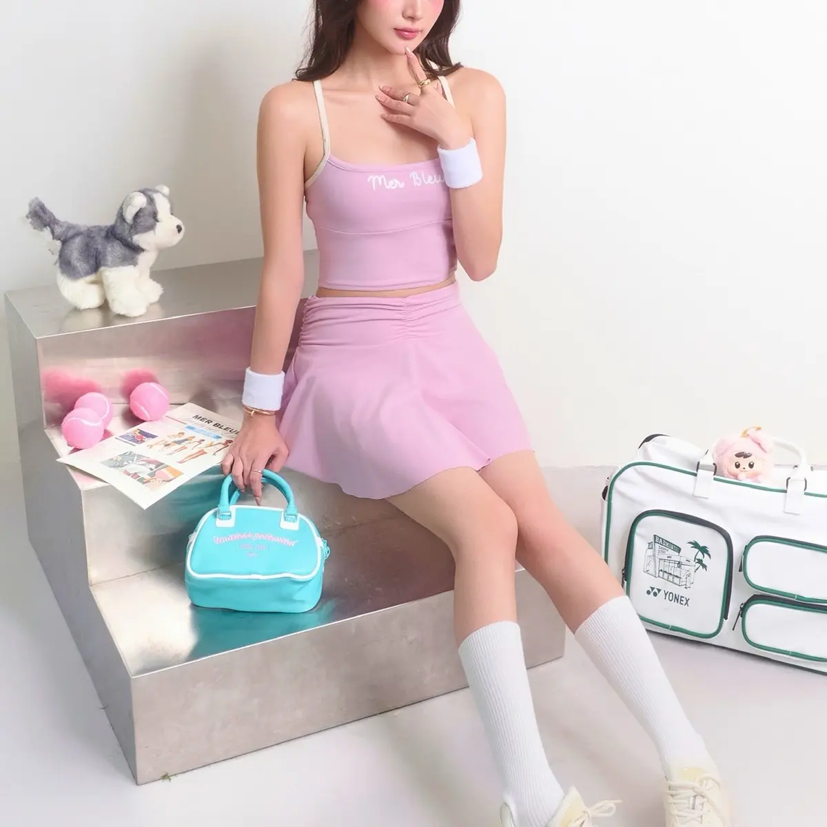 ￼Mer Bleue Sportswear Club | Đầm thể thao Magic Fit Set màu Sakura