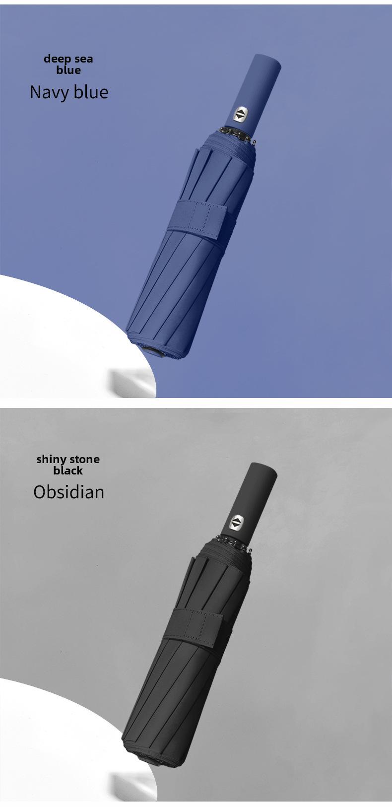 Product Introduction of Solid color three folding windproof umbrella coating Sun protection umbrella One key retractable automatic folding umbrella high appearance level selling women's and men's sunny umbrella  Uv Protection 15