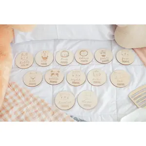 babymilestone plywood cantik Teddy,rainbow,footprint Baby,astronot,animal series Bayi