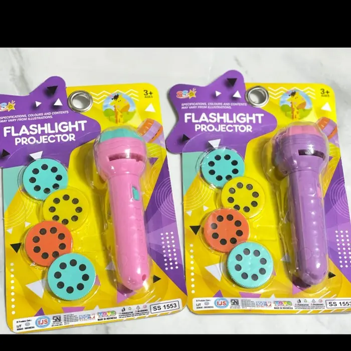 Mainan Anak Senter Proyektor / Fun Flashlight / Mainan Proyektor Gambar / Mainan Edukasi 4 piringan senter projector