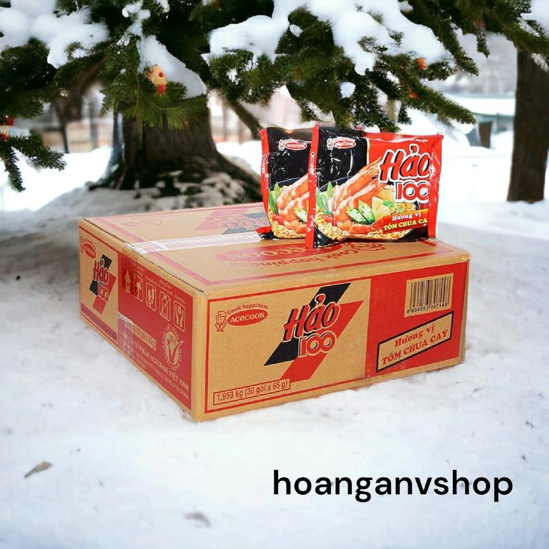 Mì Hảo 100 Tôm Chua Cay - Gói 65g - 30 Gói Thùng - Sản Phẩm Mì Ngon Với Vị Chua Cay Miến