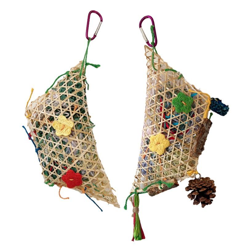 Product Introduction of Parrot Toy Bambus-woven Rattan Drawing Paper Tear Peonie Bird Tear Damage Decompression Pression Color Paper Pendant 5