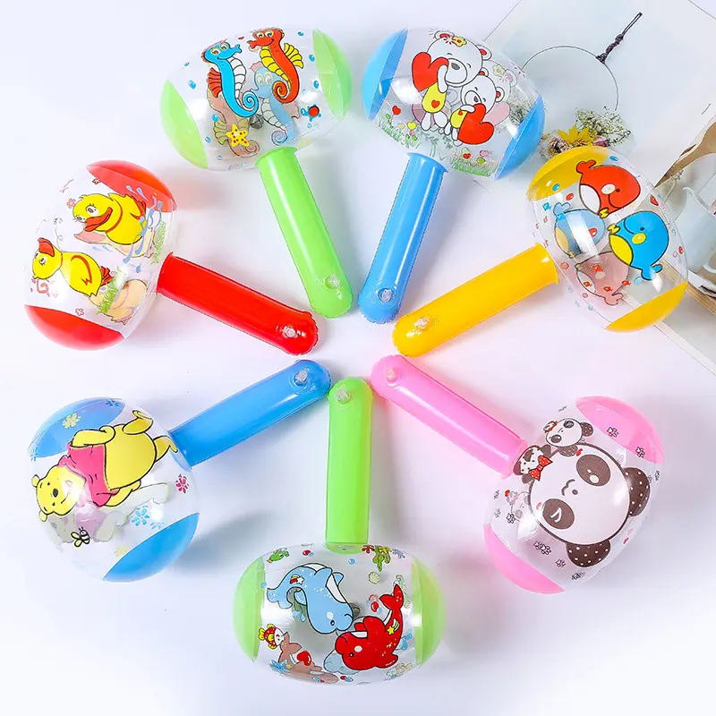 22cm Inflatable Small Hammer Inflatable Mallet Squeeze Sound with Bell QR Code Promotion Gift Inflatable Toy Wholesale