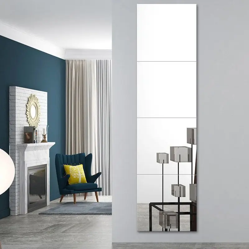 Vwjzgef-Đề Can Gương Tự Dính, Linh Hoạt, Không Thấm Nước, Phản Chiếu Rõ Ràng, Trang Trí Nhà Cửa, Hình Vuông, Phòng Tắm, Phòng Khách, Miếng Dán Gương Gia Đình 1