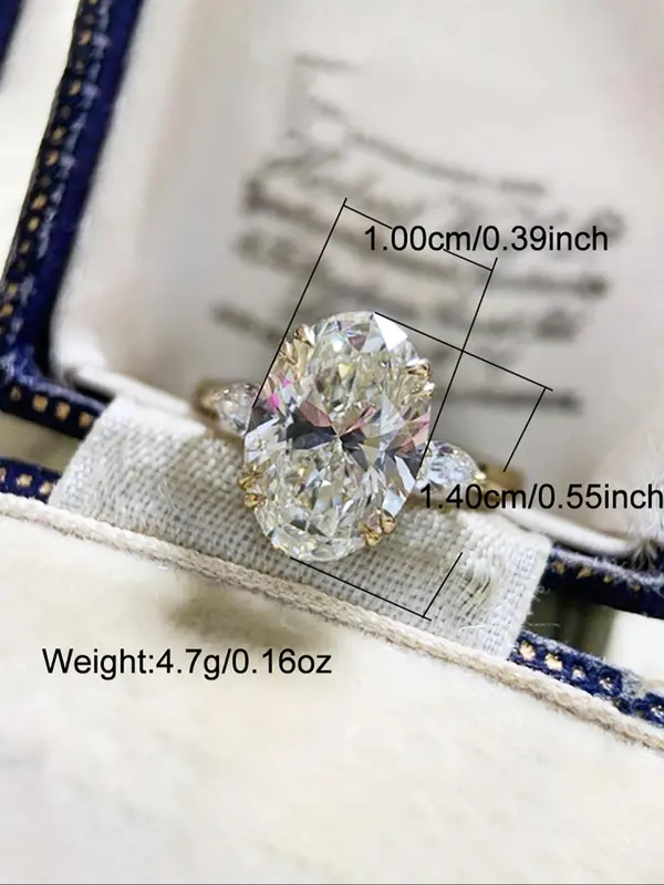 Minimalist Temperament Oval Shaped Zirconia Ring, Fashion Engagement Ring for Women, Trendy All-match & Exquisite Jewelry for Birthday Gift 1