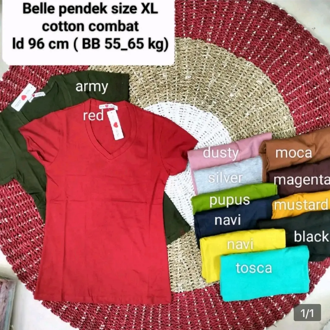 KAOS BELLE LENGAN PENDEK  SIZE XL  Model KRAH V Nyaman