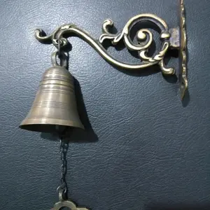 Bel pintu rumah lonceng kuningan - antik, 16cm.