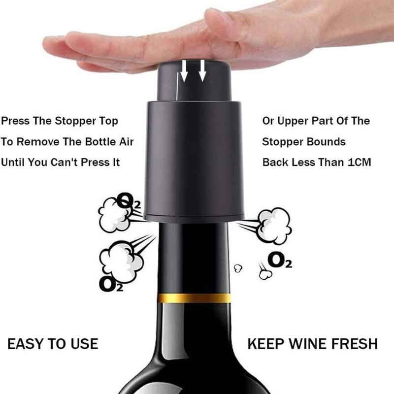 Product Introduction of New Reusable Wine Bottle Stopper Press Style Graduated Vacuum Pump Corks Bar Tool Wine Savers Bottle Sealer Stoppers Keep Wine Really Fresh 15