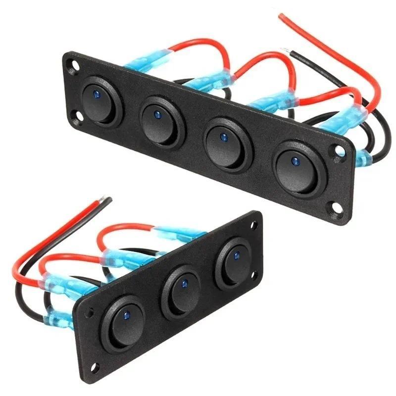 Product Introduction of 12V 1-4 Gang Universal Toggle Switch Panel USB Car Boat Marine RV Truck Blue LED Styling Accessories Marine Rocker Switch 46