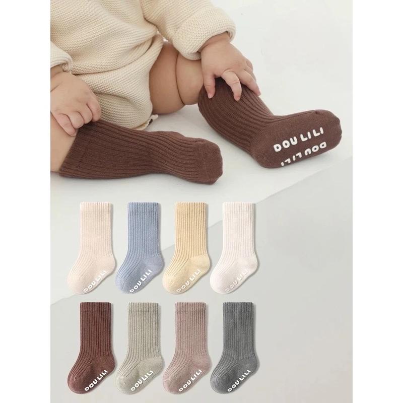  {Set 5 đôi- SS25}  Tất Cổ Bo Cao Cho Bé Trai Bé Gái 3 tháng đến 3 tuổi  Chất Gân Tăm Thấm Hút Mồ Hôi Co Giãn Tốt SS25 tất  đỏ 