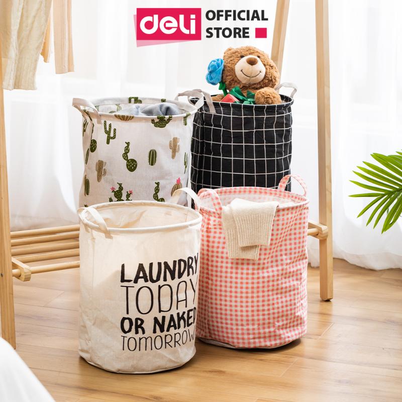 Sọt vải giỏ vải rổ vải canvas đa năng 50L đựng đồ, đựng quần áo bẩn, Đồ Chơi Chống Thấm Nước Deli, bền đẹp chắc chắn Rổ