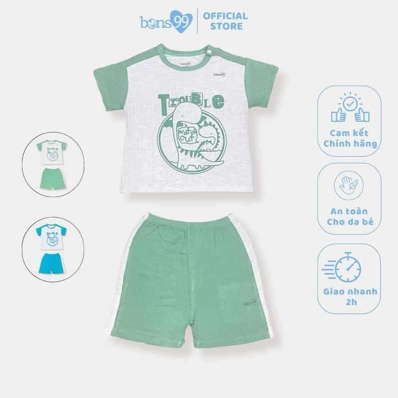 Bộ quần áo cộc tay Bons99 chất liệu Modal xốp (gỗ sồi) mềm mát thoải mái cho bé BONMD053