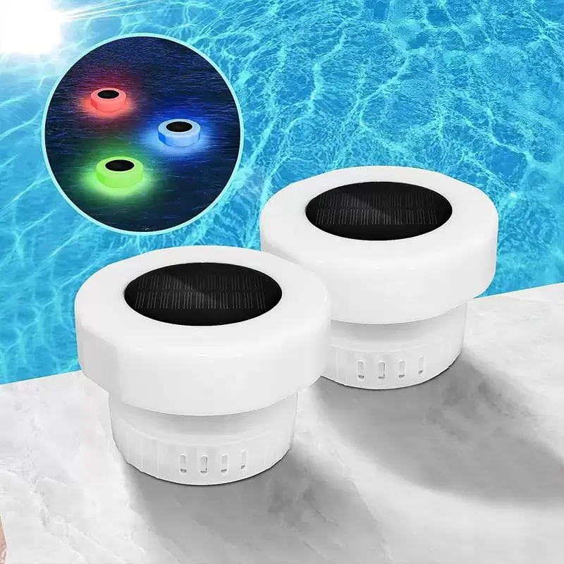 Solar Powered Pool Light with Disinfection Box, 3.5-Inch Waterproof LED Light, Floating Design Light for Pools & Bathtubs