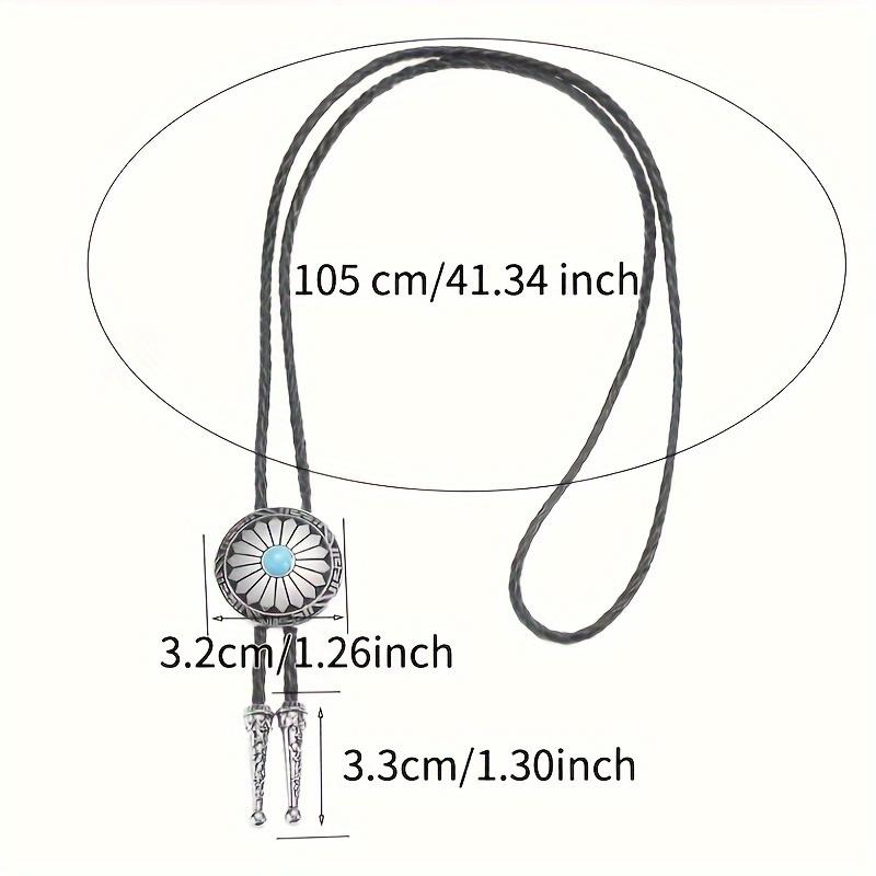 1 Piece Fashion Western Cowboy Bolo Tie, Faux Leather Strap with Zinc Alloy Pendant, Long Chain Jewelry Accessories 2