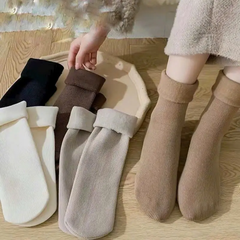 Set 10 đôi tất cổ cao lót lông lót nỉ dày dặn cotton giữ nhiệt mùa đông dành cho nữ mẫu mới 0