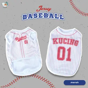 Baju Kucing Lucu Murah Kaos Jersey Baseball Merah Hewan Peliharaan Anjing Kelinci Monyet