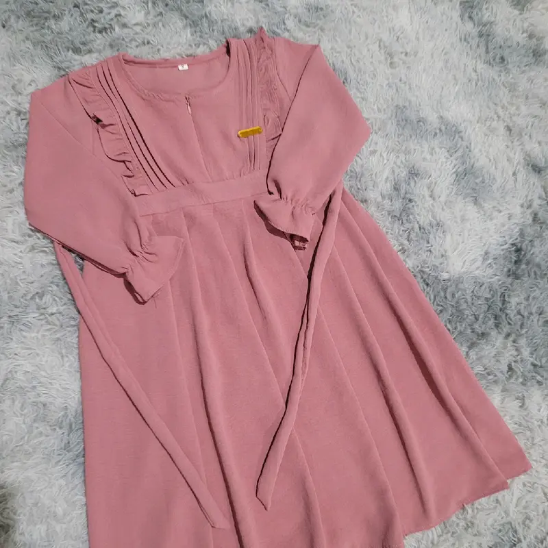 Baju Gamis Anak Mewah Umur 1 Sampai 12 Tahun Bahan Crinkle Polos Airflow Muslim Polos 0