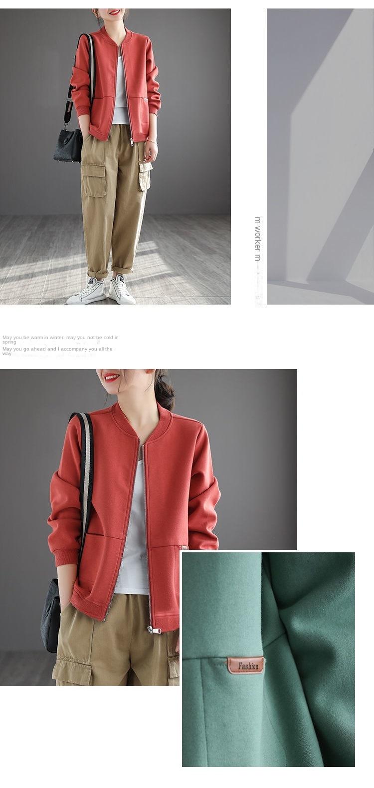 Product Introduction of Women's Sweater Women's Spring and Autumn New Fashion Loose Zipper Cardigan Sweater Casual Baseball Uniform Womenswear Coats 3