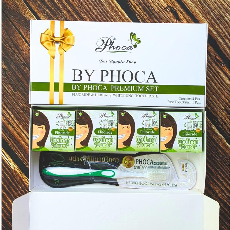 Set quà Kem đánh răng By Phoca Premium. combo 4 hộp kem tặng bàn chải. Trắng Răng