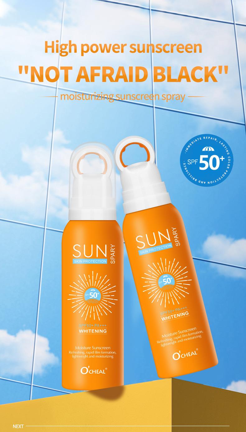 Product Introduction of Summer Waterproof Sunscreen Spray Brightening Refreshing Non-Greasy Sunscreen 50 Times Sunscreen Spray Skincare Facial Skin Repair 0