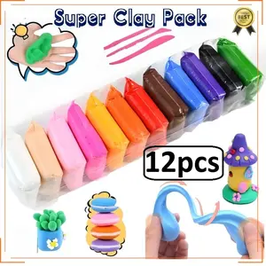 Mainan Anak Clay Polymer 12 PCS Viral Tekstur Lembut Serbaguna Tahan Air Edukatif untuk Kreativitas dan Motorik Sensorik Umur 3 Tahun Ke Atas