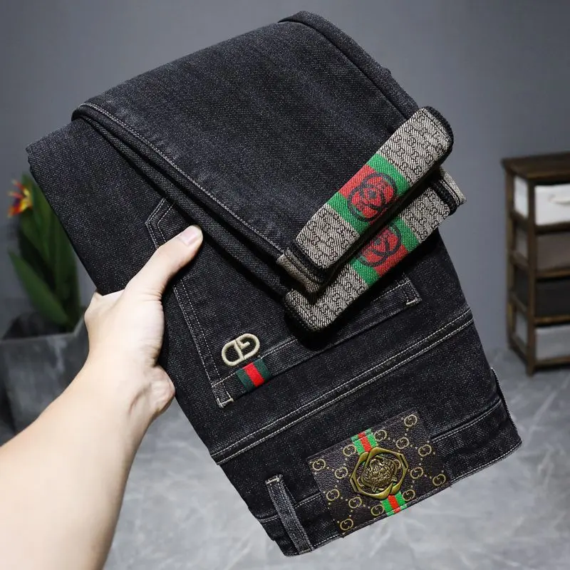 Quần Jean Nam, Thương Hiệu Thời Trang Quảng Châu Xintang, Mỏng Mùa Hè, Cao Cấp, Dáng Ôm, Ống Đứng Co Giãn, Hàng Mới Về 2024 Menswear Pants Denim Có Túi 7