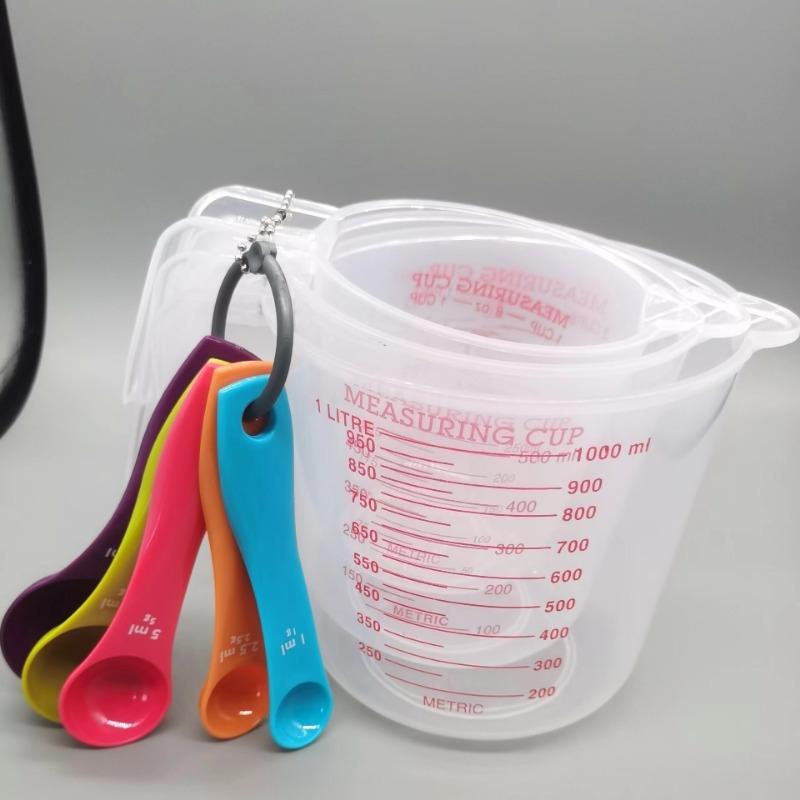 Product Introduction of Plastic Transparent Graduated Measures Cup Household Kitchen Baking Measuring Tool Set Handle Design Cups 6