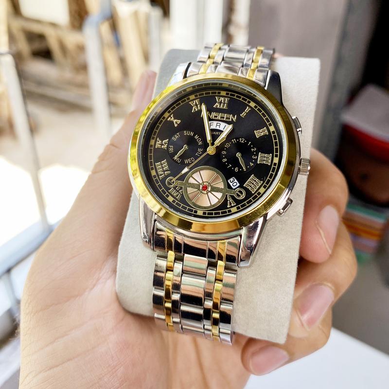 Đồng hồ nam sang trọng có lịch thứ ngày dây thép không gỉ chống nước sinh hoạt mặt kính khoáng chống va đập máy 3 kim size mặt 40mm vừa mọi cổ tay bảo hành 12 tháng