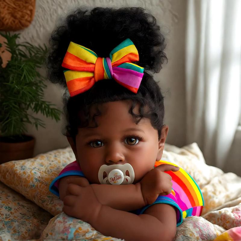 TikTok Shop Reborn Baby Dolls Black With Lifelike Soft Body African American Realistic Newborn Girl Doll 22 Inch Best Birthday Gift Set And Toy Accessories Gift For Kids Age 3