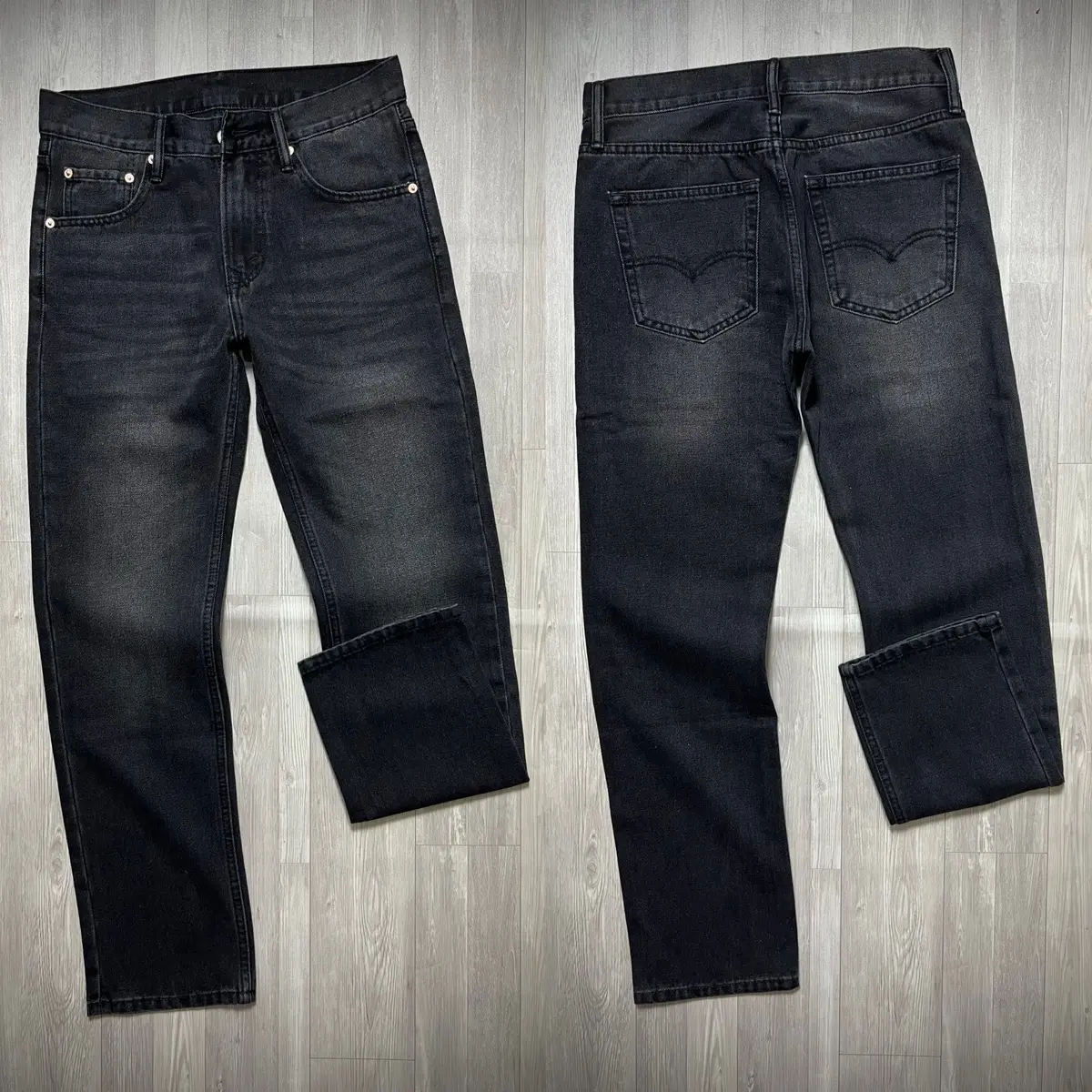 Quần Jean đen xám form ống suông chất cotton không co giãn mã 505-01