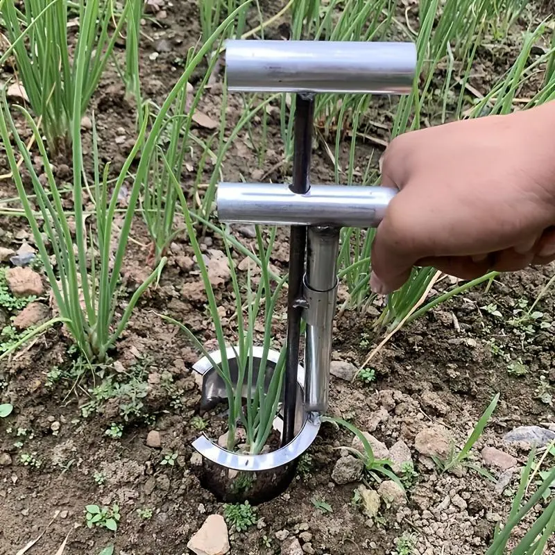 Stainless Steel Garden Transplanting Tool, Handheld Durable Manual Planter for Fruit Trees, Flowers, and Vegetable Seedlings 0