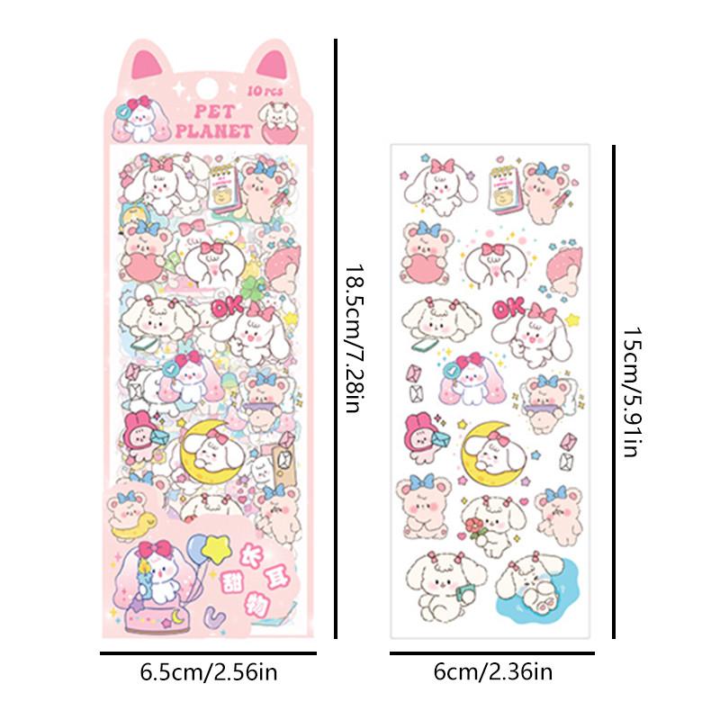 10 Sheets Kawaii Cartoon Pet Planet Series Stickers Journal Scrapbook Decor DIY Stickers 3