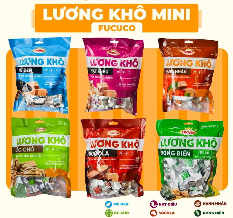 Gói lương khô mini Fucuco Việt Nam ( 350 - 400g/ 1 gói ) với thành phần từ hạt tự nhiên thơm ngon, tiện dụng, giàu dinh dưỡng