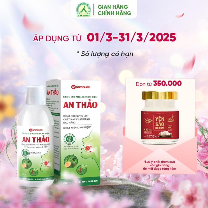 Nước súc miệng dược liệu An Thảo giúp làm sạch lành tính hương thơm dịu nhẹ chai 250ml 0