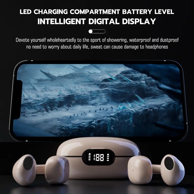 【COD】Ear Clip New Headset Earphone Bluetooth T93 (LY22) Battery Display Hi-Fi Sounds Quality Low Latency Headphone Wireless 2