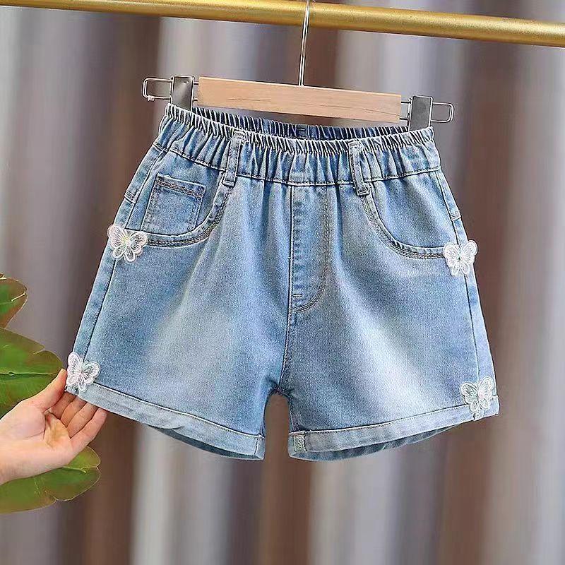 Quần Short Denim, Cho Bé Gái, Hàng Mới Về Mùa Hè 2024, Áo Mặc Bên Ngoài Trẻ Em, Dáng Rộng Vừa Vặn, Vải Denim Mỏng, Thích Hợp Cho Trẻ Em Và Thanh Thiếu Niên, Quần 2
