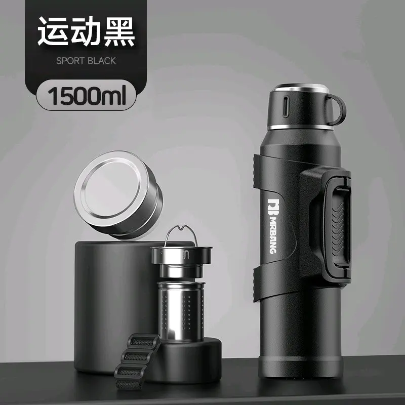 Bình giữ nhiệt Yuyi 1500ml-2000ml inox 316 cao cấp giữ nhiệt 24h có nắp làm cốc, có lọc trà và dây đeo. 1