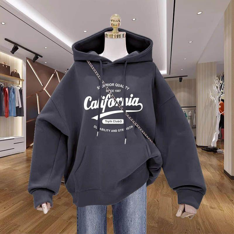 Product Introduction of Áo Hoodie Mùa Thu, Dành Cho Phụ Nữ, Hàng Mới Về Năm 2024, Thiết Kế Màu Xanh Navy Lót Lông Cừu, Áo Khoác In Hình Thời Trang Hàng Đầu 9