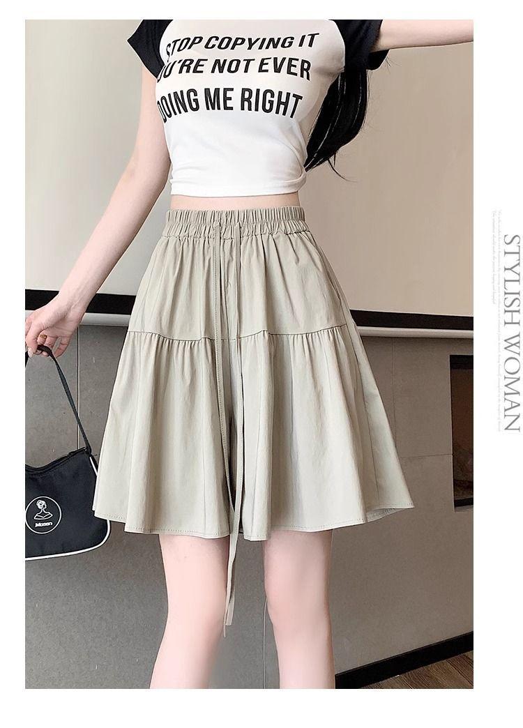 Product Introduction of [2380 People Collection] Idle Style Ice Silk Quick-Drying Wide Leg Culottes Shorts Women's Summer Thin plus Size Casual Shorts Pantskirt 10