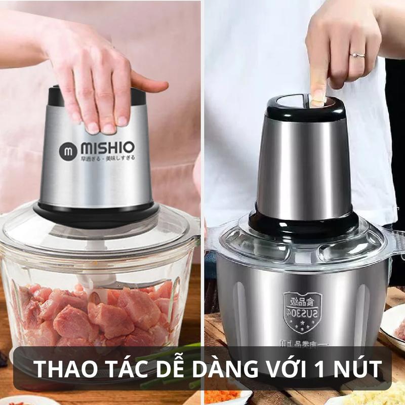 Máy Xay Thịt Đa Năng Mishio MK135 Dung Tích 1.8L Công Suất 300W, Motor Đồng Mạnh Mẽ, Xay Được Cả Cá Và Cua 2