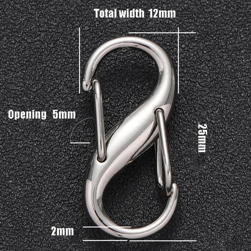 Product Introduction of S-shaped Spring Buckle 8-shaped Buckle Divine Tool Fast Hanging Key Luggage Chain Adjustment Buckle Metal Alloy 8-shaped Buckle 24