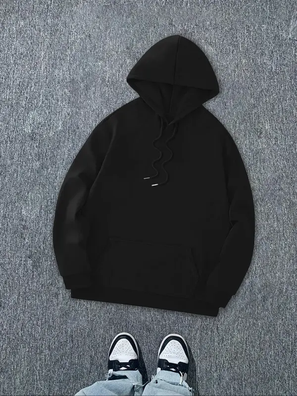 Men's Rose & Skull Print Drop Shoulder Hoodie, Fashion Casual Regular Fit Drawstring Pocket Hooded Sweatshirt for Daily Holiday Outdoor Wear, Men Clothes for Fall & Winter Valentine's Day, gift 1