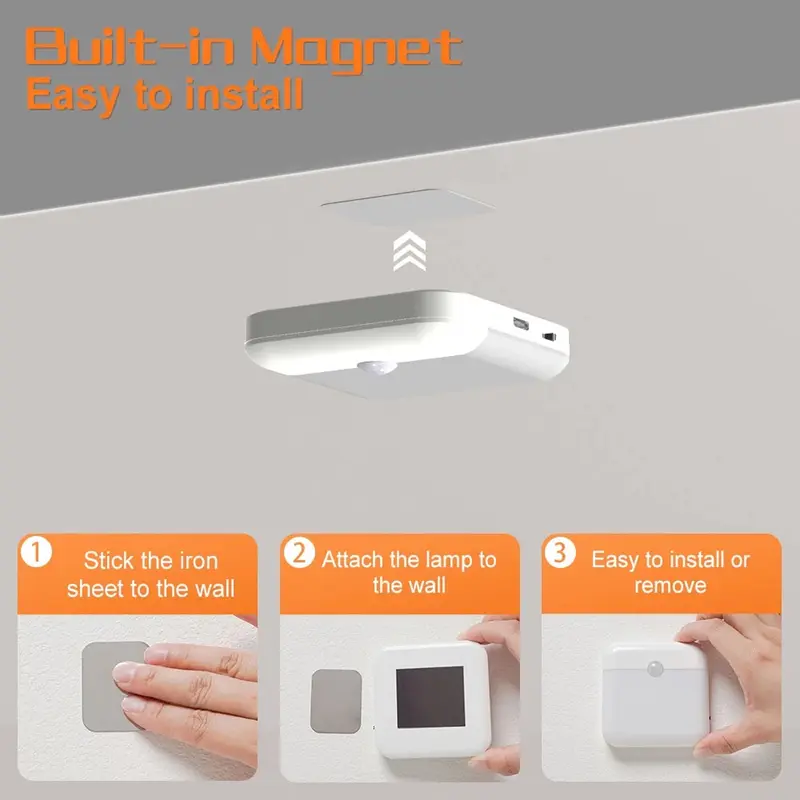 Đèn tường LED, Màu trắng ấm, Chiếu sáng trong nhà, Cảm ứng cơ thể người, Sạc thông minh, USB, Đèn ngủ LED, Tự động sáng lên 6