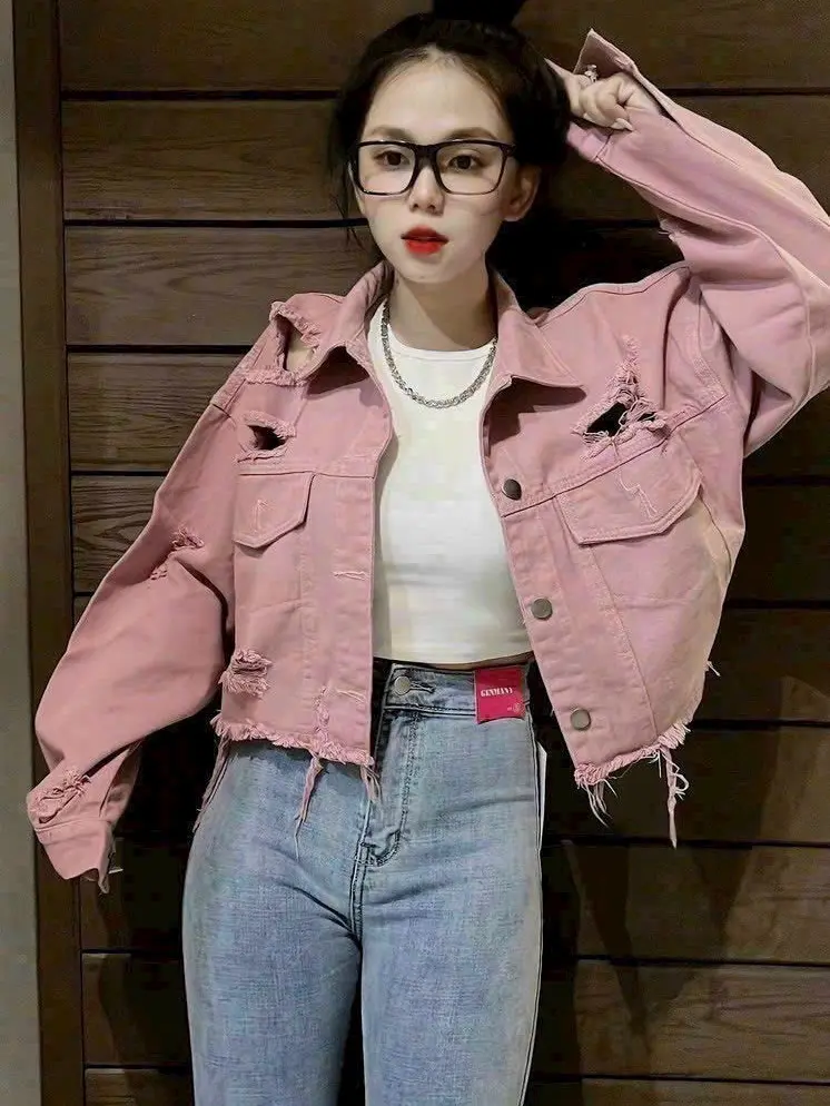 ( ẢNH THẬT+ VIDEO ) ÁO KHOÁC JEAN HÀN QUỐC KIỂU DÁNG CRTOP RÁCH VIỀN SIÊU HOT Nữ Women Có Túi Jacket khoác  bò khoác  bò