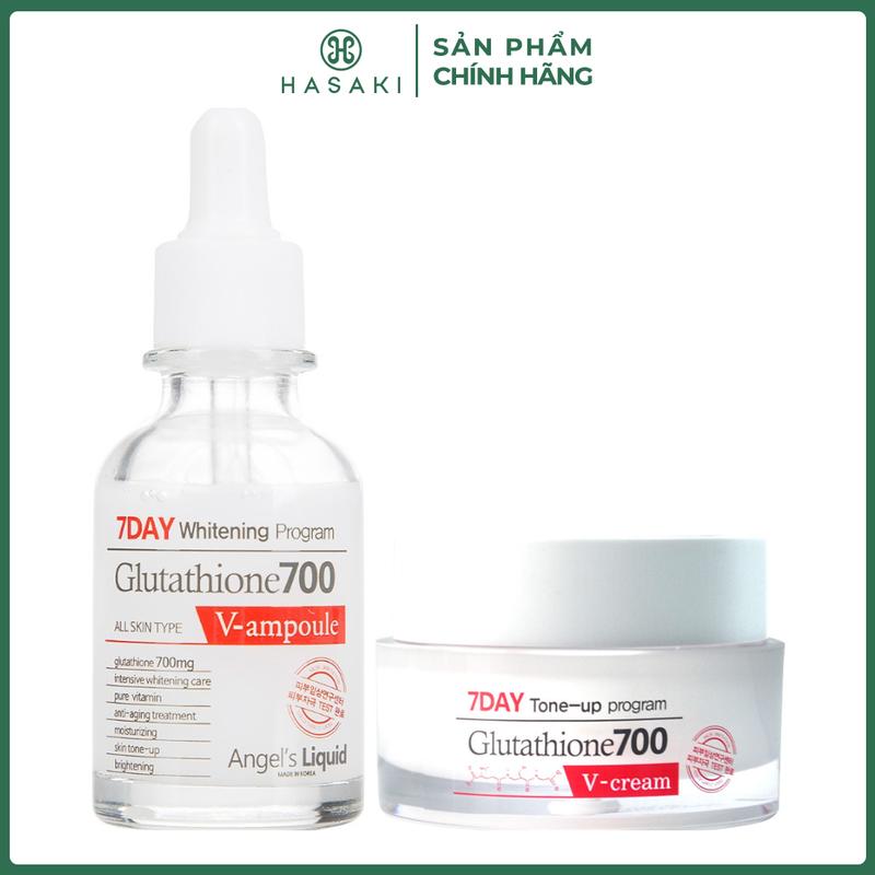Combo Angel's Liquid Serum 7 Day Whitening Program Glutathione 700 30ml & Kem Dưỡng 50ml | HASAKI BEAUTY Skincare Nữ