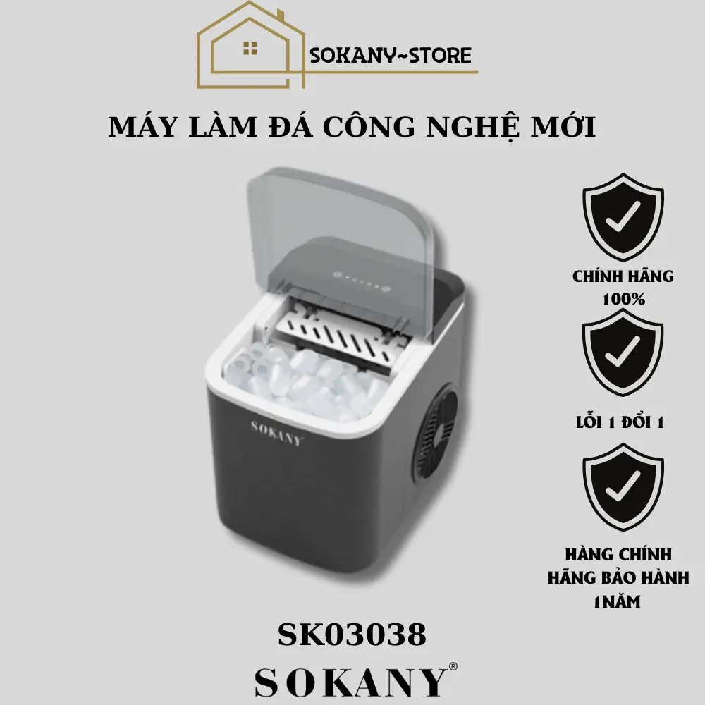 Máy làm đá viên SOKANY tạo đá siêu tốc, thiết kế sang trọng SK03038