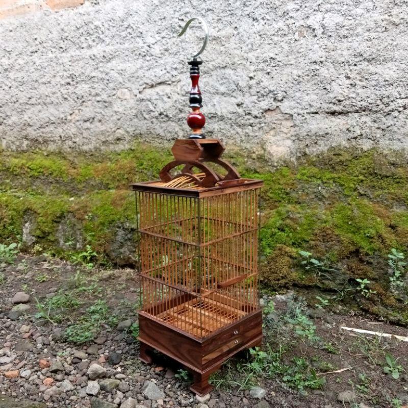 Sangkar kayu Sono Keling replika PCMI kandang kotak pleci kolibri sogon dan sejenisnya 4